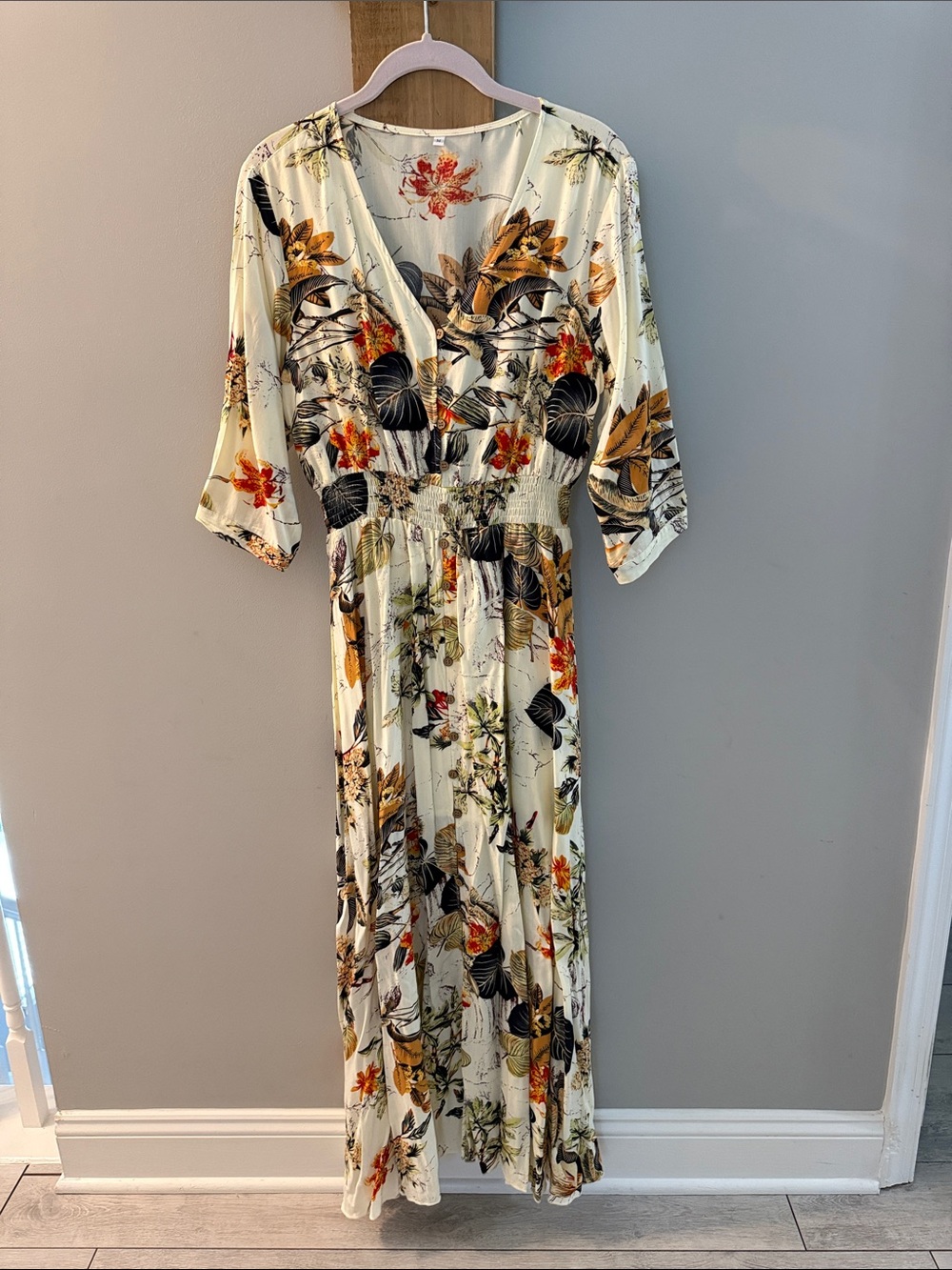 Floral V-Neck Maxi Dress in Fall Colors - Picture 2 of 12